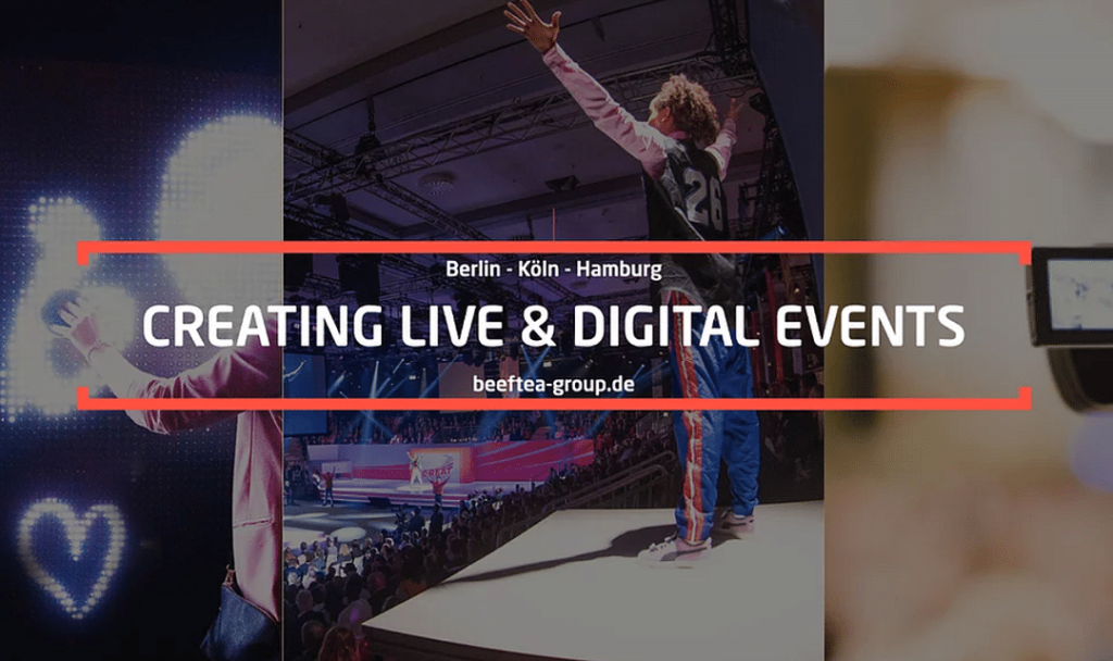 Beeftea Header mit dem Text Creating Live & Digital Events Berlin - Köln - Hamburg 